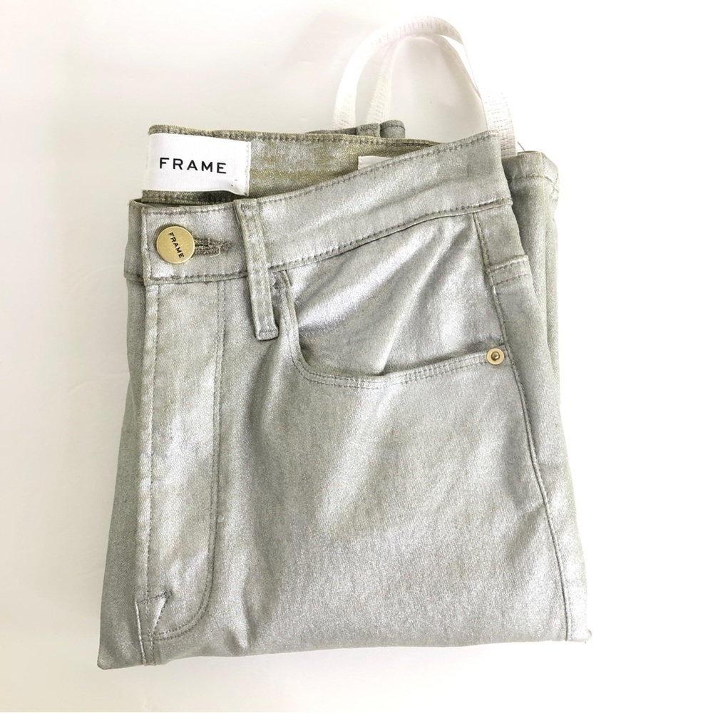 FRAME silver metallic Ali High Rise Cigarette Jeans - Picture 12 of 12